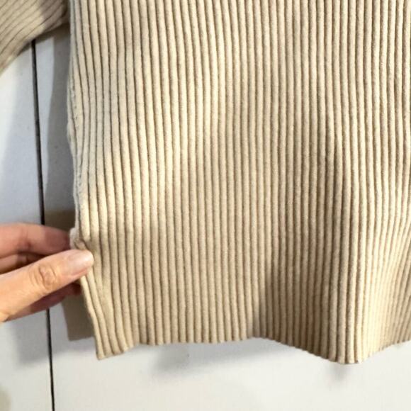 NWT NAADAM Twist Back Short Sleeve Top Beige Cashmere & Silk Blend Ribbed Small - Picture 7 of 10